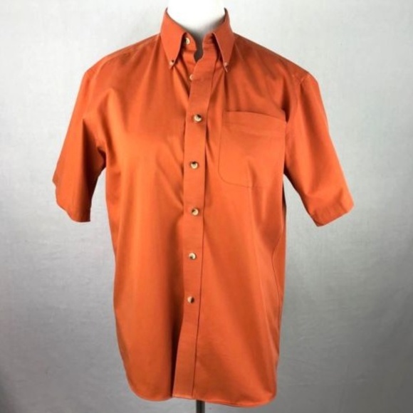 L.L. Bean Other - L.L. Bean Orange Cotton Short Sleeve Shirt Mens M